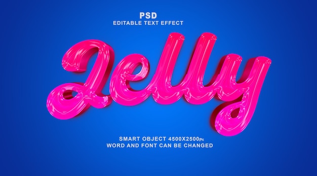 PSD jelly 3d редактируемый текстовый эффект в стиле фотошоп с фоном