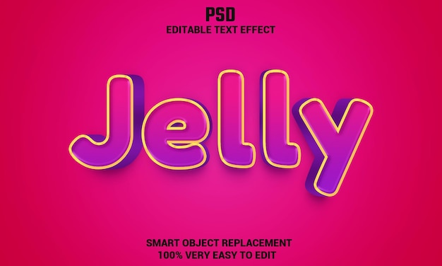 Jelly 3d редактируемый текстовый эффект с фоном Premium Psd