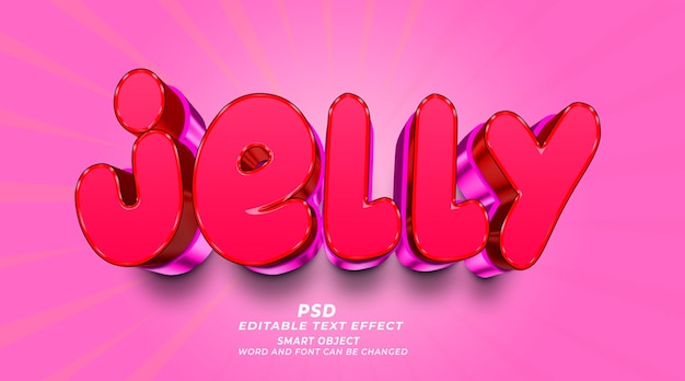 PSD jelly 3d edytowalny styl efektu tekstowego photoshopa z tłem