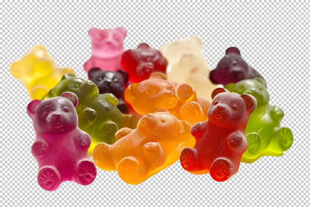 PSD jelly bears candy gummy dessert izolowany na przezroczystym tle