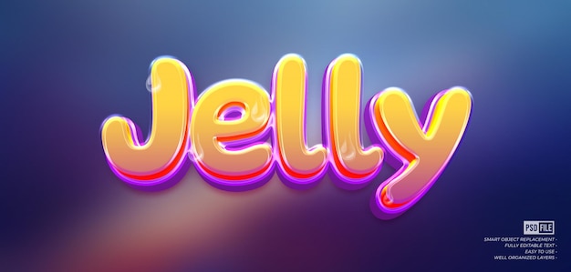 Jelly with editable 3D style text effect on gradient background