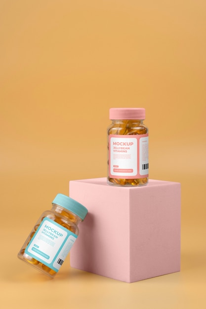 Jellybean vitamin jar mockup