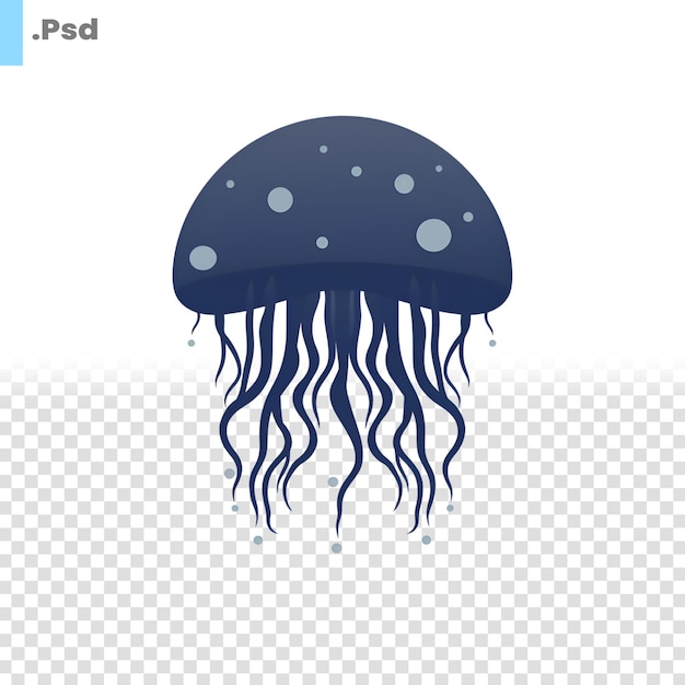 Jellyfish icon in flat color style marine animal vector illustration on white isolated background psd template