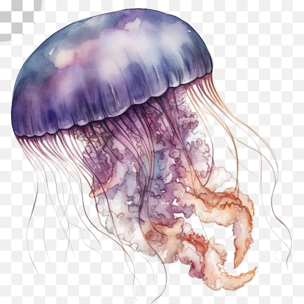 PSD jellyfish watercolor transparent background