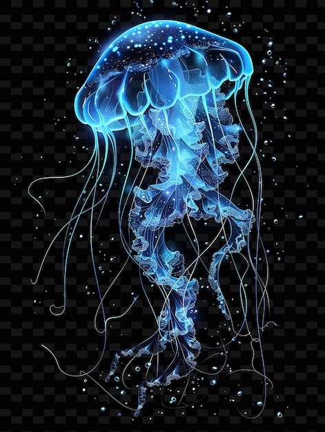 PSD una medusa con una medusa blu su uno sfondo nero