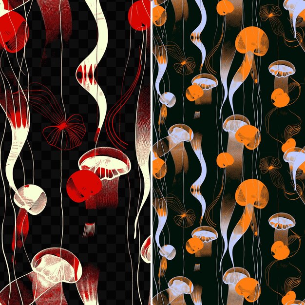 Jellyfish with soft glowing edges abstract design and organi seamless pattern tile world ocean day