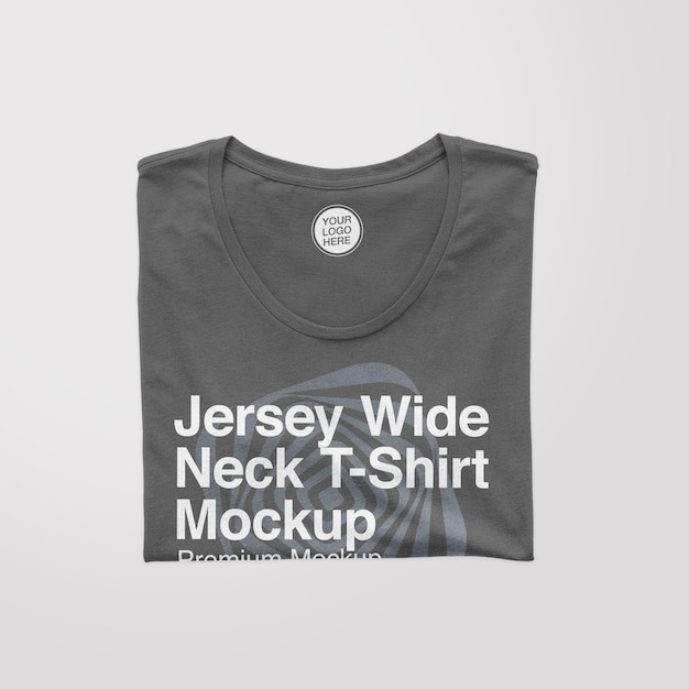 Jersey gevouwen T-shirtmodel met wijde hals