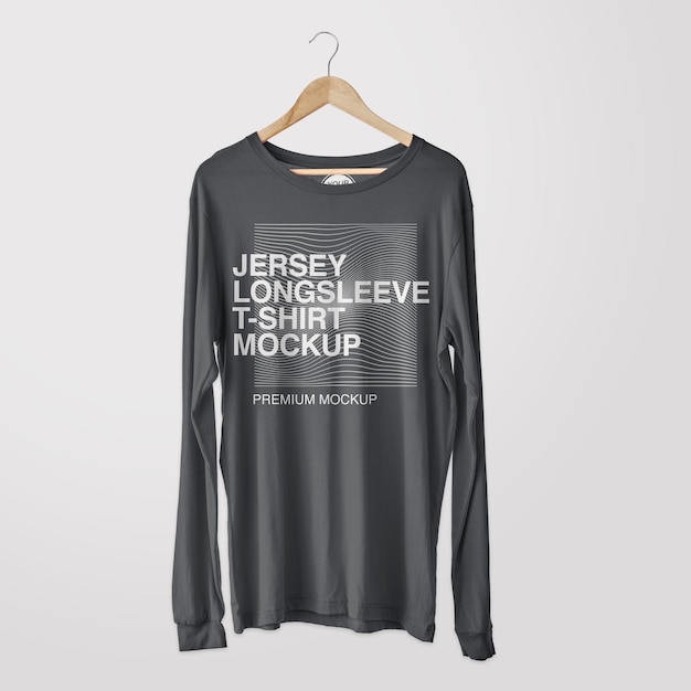 Jersey longsleeve hanger t-shirt mockup