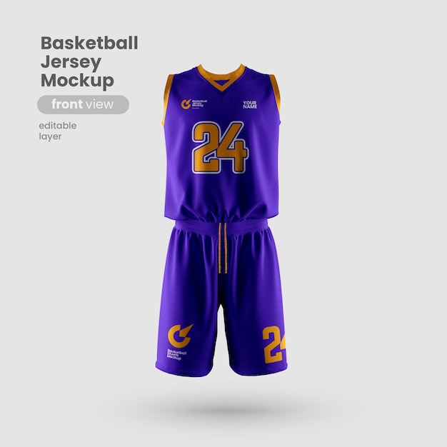 PSD mockup di maglia per la vista frontale del club di basket