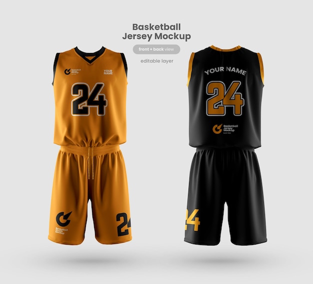 Jersey mockup voor basketball club voor- en achteraanzicht