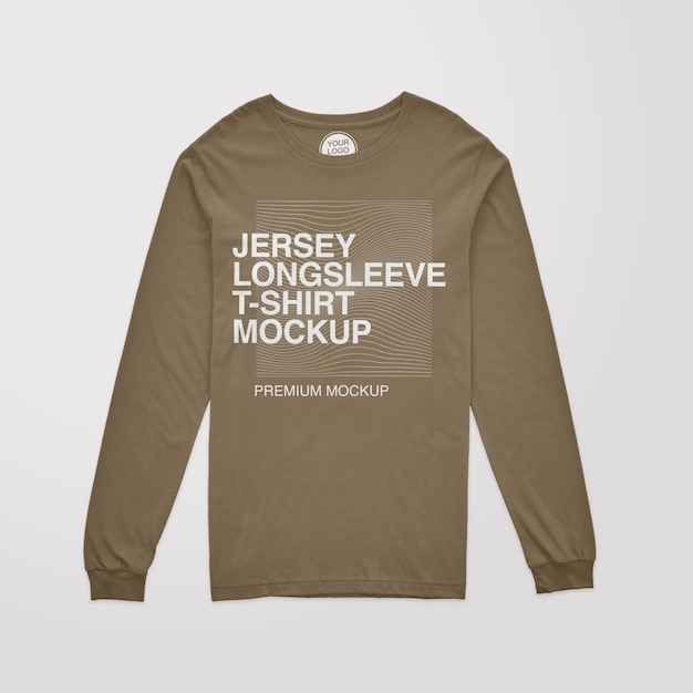 Jersey t-shirt met lange mouwen mockup