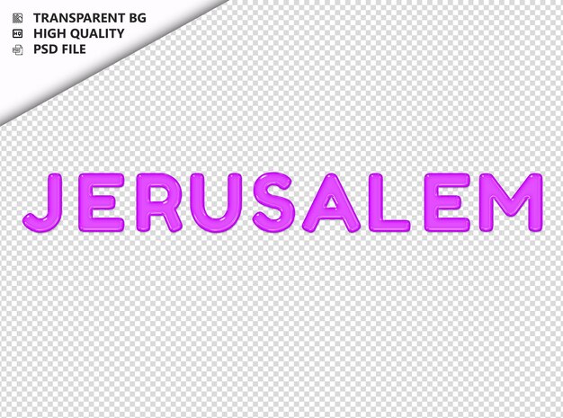 PSD jerusalem typography purple text glosy glass psd transparent