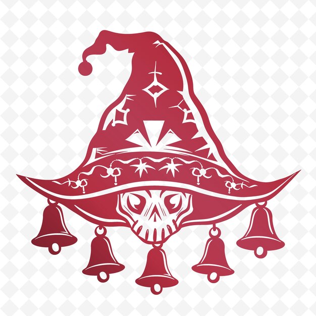 PSD jester outline with hat design and bell symbols for decorat illustration decor motifs collection