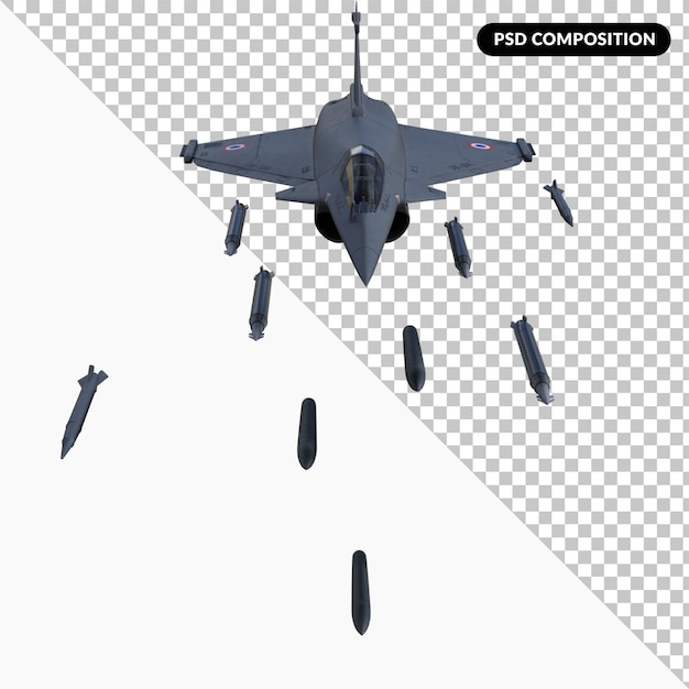 PSD jet da combattimento isolato rendering 3d