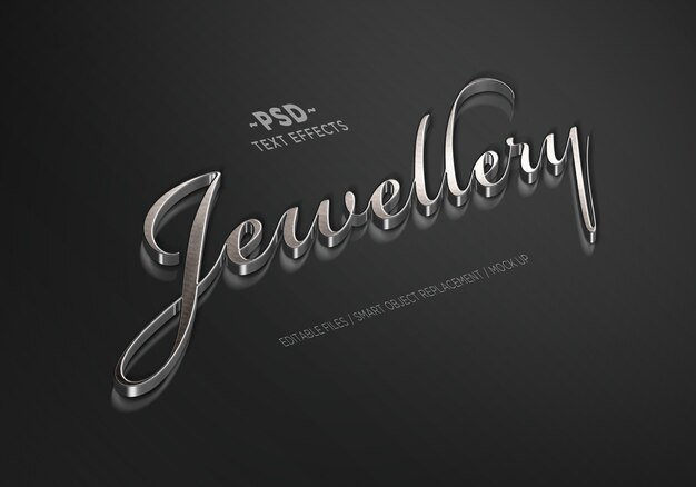 PSD jewellery silver style editable text effects