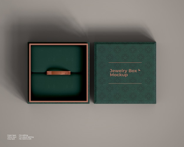 PSD jewelry box mockup top view