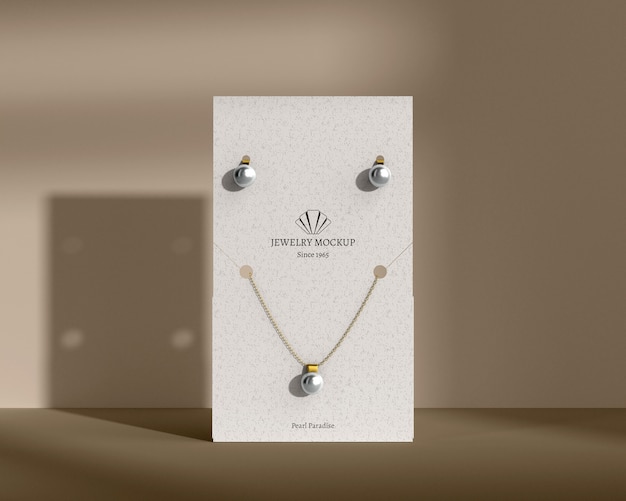 Jewelry card with earrings and necklace