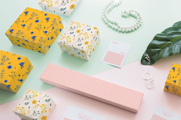 jewelry and packaging mockup concept
