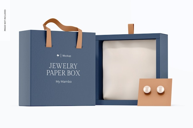 Jewelry paper box mockup, front view