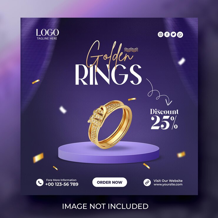PSD jewelry purple social media and instagram post template