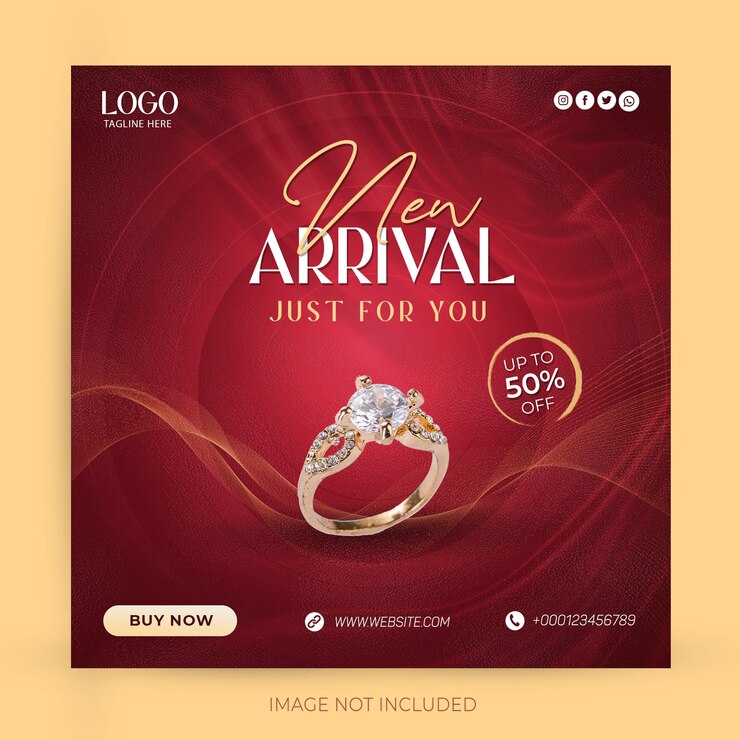 PSD jewelry red social media and instagram post template