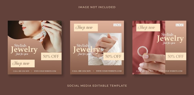 PSD jewelry sale corporate social media post template and banner