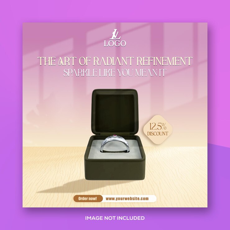 Jewelry shop PSD poster ornament flyer met foto vierkant social media banner of post