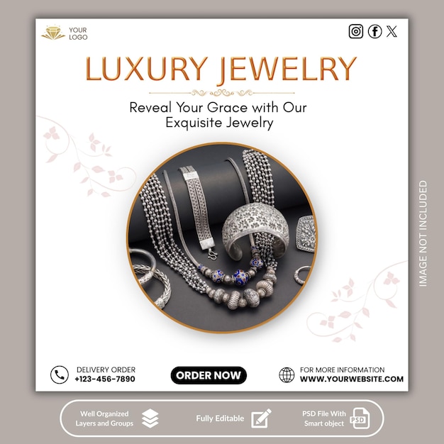 Jewelry Social Media and Instagram Post Template Design