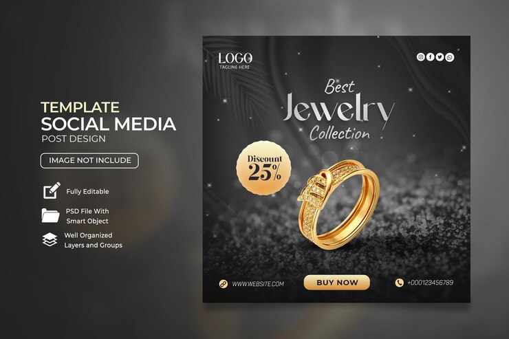 PSD jewelry social media and instagram post template