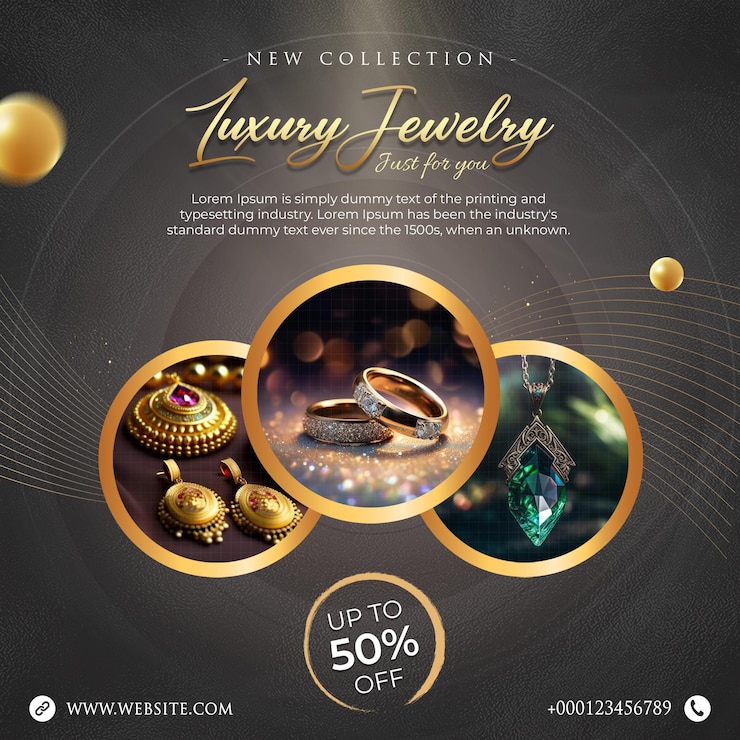 PSD jewelry social media post or square flyer template