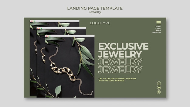 PSD jewelry store template landing page