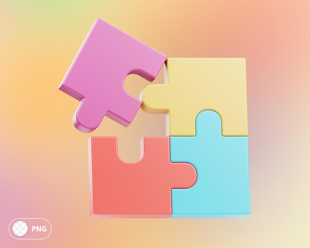 PSD jigsaw puzzle 3d illustration