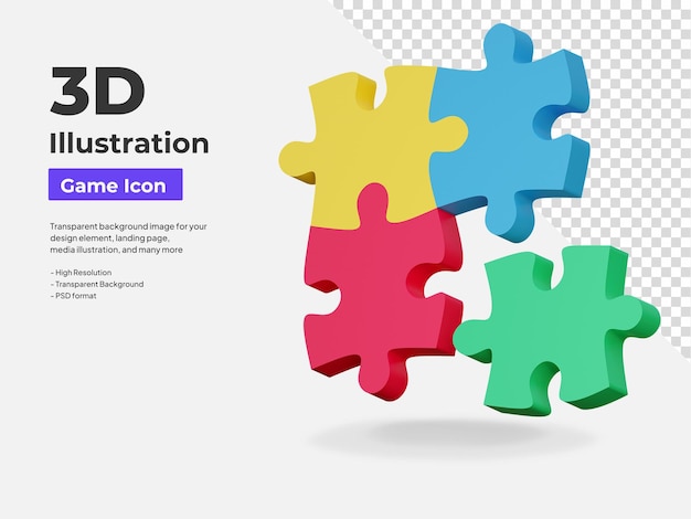 Jigsaw puzzle game icon 3d illustration