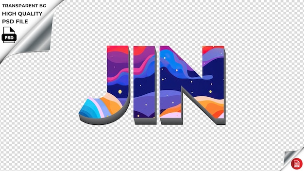 PSD jin typography flat colorful text texture psd transparent