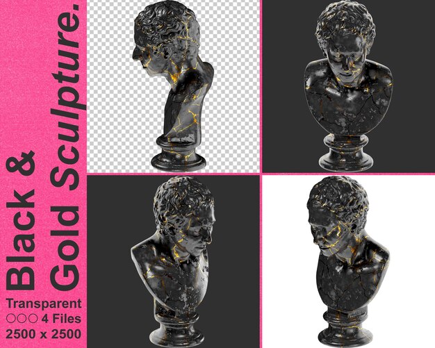 PSD jj winckelmann black marble portrait busto graphic design asset