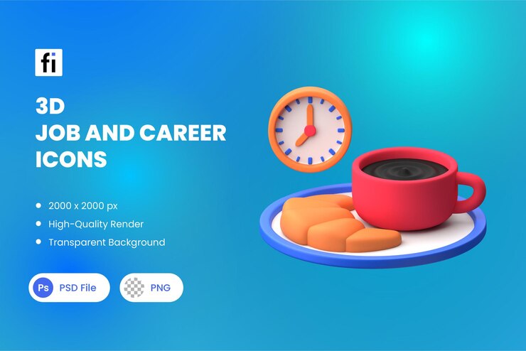 PSD работа и карьера 3d иллюстрация кофейный перерыв