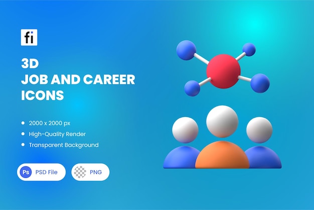 Job en Career 3D Illustratie Netwerk Evenement