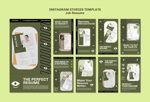 PSD job resume instagram stories template