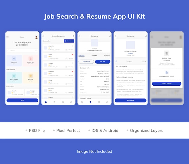 job search and resume app ui kit