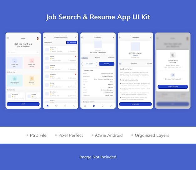 PSD 구직 및 이력서 앱 ui 키트