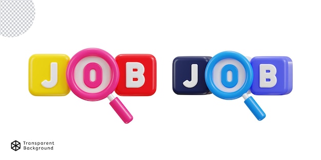 Job vacancy icon with search bar icon 3d rendering vector illustration set