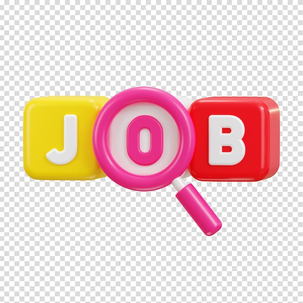 PSD job vacancy icon with search bar icon 3d rendering vector illustration