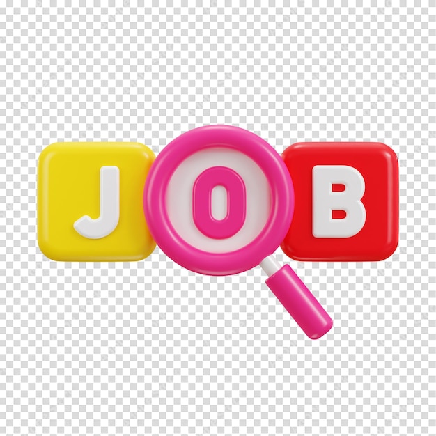 PSD job vacancy icon with search bar icon 3d rendering vector illustration