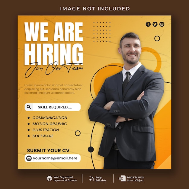 PSD job vacancy instagram social media post template