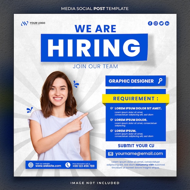 PSD job vacancy media social post template