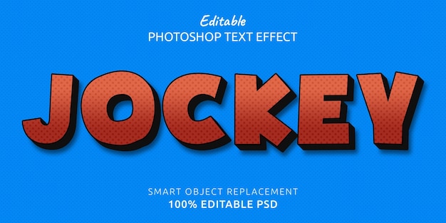 ジョッキーの編集可能な Photoshop テキスト スタイル効果