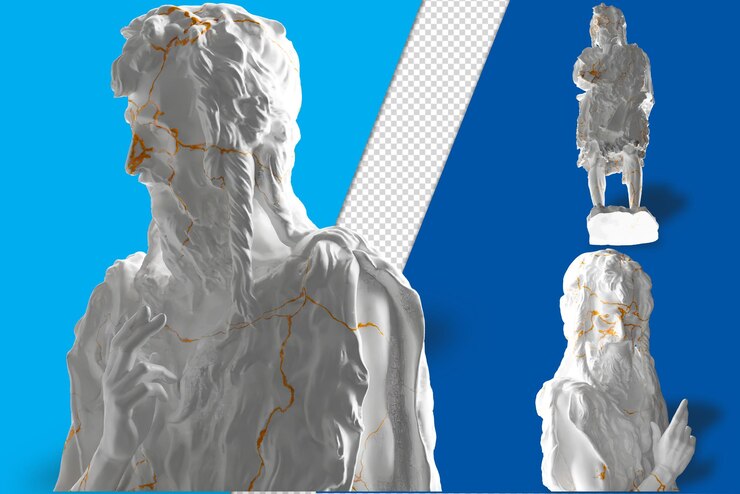John the Baptist donatello statue in elegant gold and marble for social media and website promotions