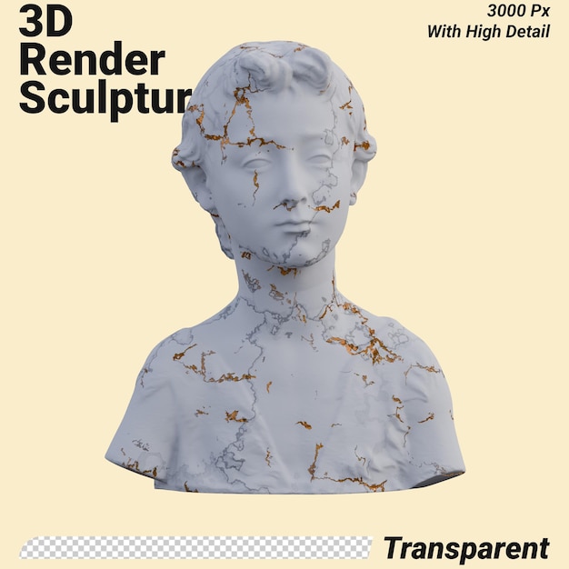 PSD 세례자 요한 동상 3d 렌더링은 당신의 디자인에 완벽하게 고립됩니다.