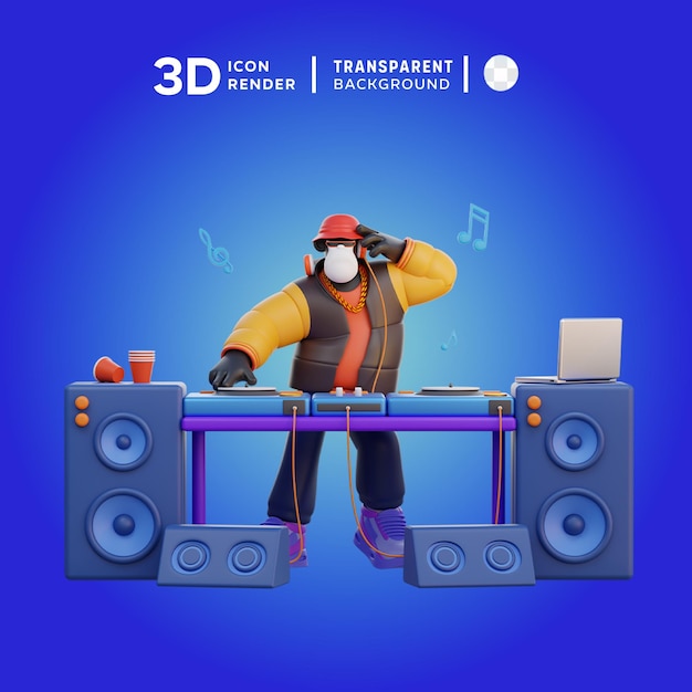 PSD Иллюстрация персонажа джонни dj 3d