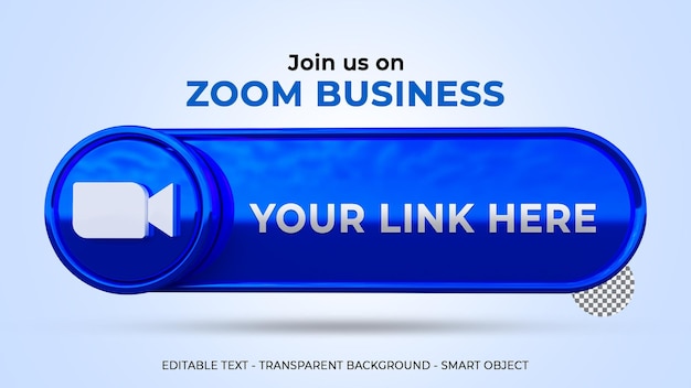 PSD join us on zoom banner with 3d logo and link profile